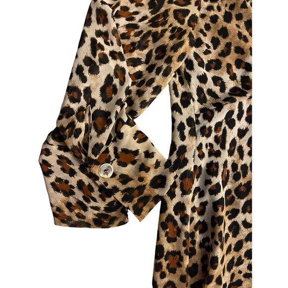 Zara Leopard Animal Print Midi Dress Surplice V-Neck Size Large - Picture 6 of 11
